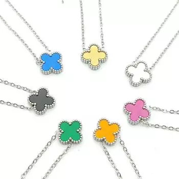 Ожерелье Lucky Clover с усовершенствованным и минималистичным ожерельем Fritillaria белый