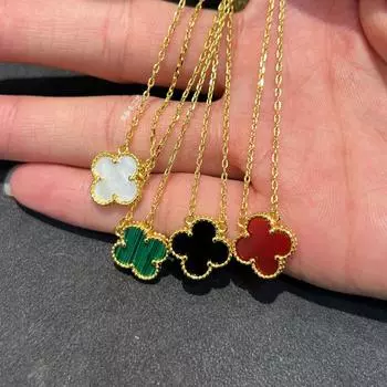 Ожерелье Lucky Four Leaf Grass, легкий роскошный белый Fritillaria, подвеска с красным агатом и малахитом, нежный женский воротник