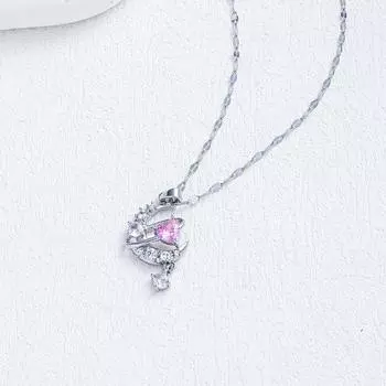Ожерелье «Лунная любовь» Женское Легкая роскошь Простое Универсальное Темперамент Инкрустированный Розовый Циркон Цепочка на ключицу