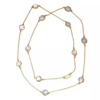 Ожерелье Лунный камень Feceted Gemstone HandmadeAntique Silver Jewelry 34