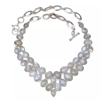 Ожерелье Лунный камень Кабошон Драгоценный камень Женские украшения унисекс 18-20