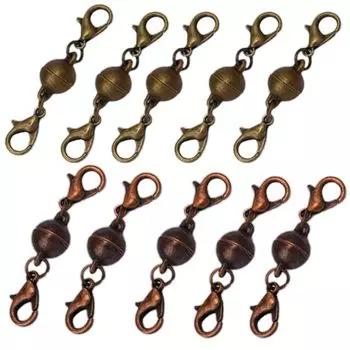 ожерелье магнит застежка-карабин ручная работа набор из 10 шт NYANDELMO (бронза + медь, 8мм)