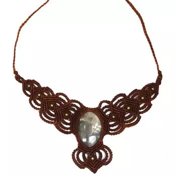 Ожерелье Макраме Агат Ручной Работы Кулон Ожерелье Натуральная Нитка Чокер Украшения