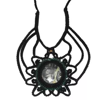 Ожерелье Макраме Агат Ручной Работы Кулон Ожерелье Натуральная Нитка Чокер Украшения