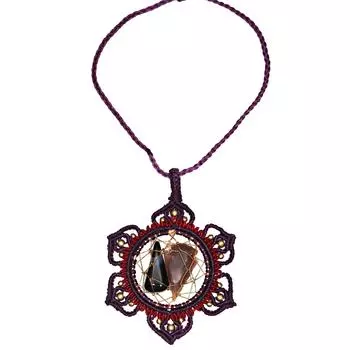 Ожерелье Макраме Агат Ручной Работы Кулон Ожерелье Натуральная Нитка Чокер Украшения