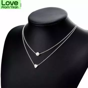 Ожерелье Мода Простая Любовь С Многослойной Цепочкой На Шею Для Дам золотой