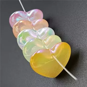 Ожерелье, модный браслет «сделай сам», ювелирные аксессуары, материалы ручной работы, желейный цвет, Аврора, ослепляющие свободные бусины, 5 шт., светящееся персиковое сердце розовый