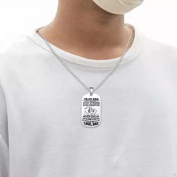 Ожерелье «Моему сыну» от папы, подвеска-бирка с вдохновляющими словами для подарка на день рождения