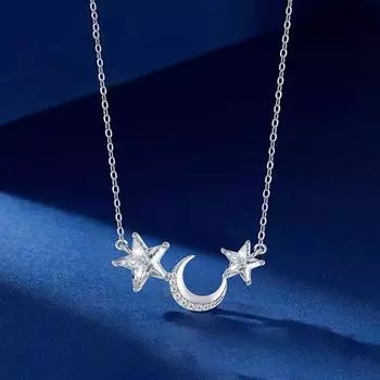 Ожерелье Moon Splash Galaxy, женское, легкое, роскошное, нишевое, яркое, звездное, галактика, нержавеющая сталь, цепочка на ключицу, летнее, звездное, лунное ожерелье
