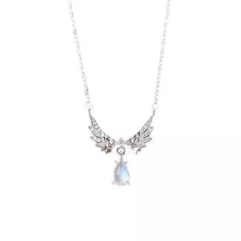Ожерелье Moonstone Angel Wings Drop Love для женщин, легкое, роскошное, нишевое, модное