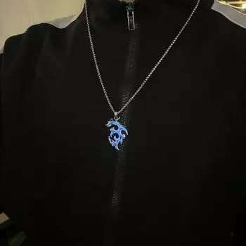 Ожерелье мужское светящееся пламя мужское ключичное ожерелье корейский стиль модные ювелирные изделия ожерелье дракон синий