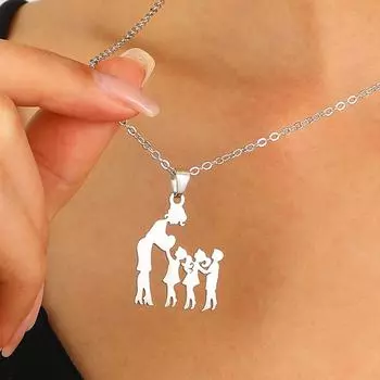 Ожерелье на День Благодарения, День отца, Семья из четырех человек, Ожерелья из титановой стали и нержавеющей стали, не выцветают 1 pcs