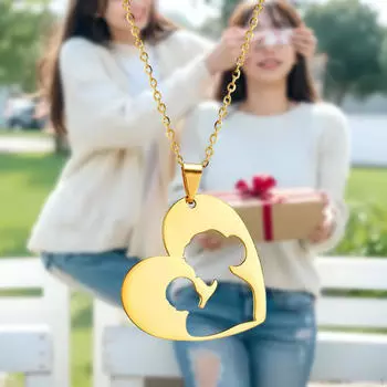 Ожерелье на День матери, подвеска в форме сердца для подарков маме от сына, женская Gold Color