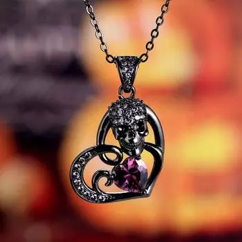 Ожерелье на Хэллоуин, ожерелье с черепом, классное ожерелье с черным сердцем, мужское и женское ожерелье чёрный