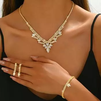 Ожерелье на ключицу для ужина, роскошные ювелирные изделия, ожерелье для свадебной вечеринки, серьги, браслет, комплект, аксессуары для платья
