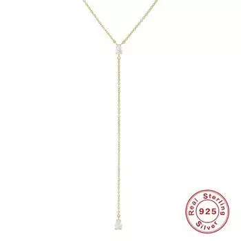 Ожерелье на ключицу из стерлингового серебра 925 пробы с цветными бриллиантами, уличный аукцион, модное персонализированное ожерелье в форме Y, аксессуары для женщин 925 Silver