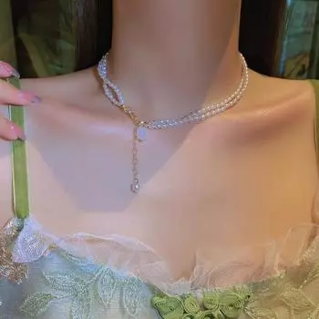 Ожерелье на ключицу. Привлекательное тонкое мастерство. Универсальное ожерелье на ключицу. Женское ожерелье с цветочным декором в долине. Ожерелье на ключицу. Свадебное ожерелье. белый