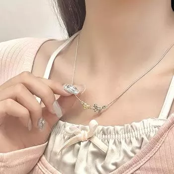 Ожерелье на ключицу в виде милого щенка 2024 года — элегантный, уникальный и литературный дизайн для женщин n0915