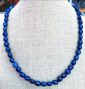 Ожерелье на руку с узлом из редкого синего пресноводного жемчуга в стиле барокко диаметром 7–8 мм, длина 18 дюймов.