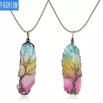 Ожерелье Натуральный Цвет Кристалл Кулон Хрустальный Камень Нерегулярный Кулон Креативное Ожерелье necklace