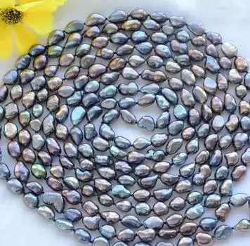 Ожерелье NATURE с черным пресноводным жемчугом в стиле барокко, 8-9 мм, 100 дюймов