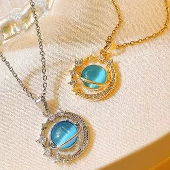 Ожерелье не теряет цвет Женское летнее женское ожерелье Dream Planet из титановой стали нового дизайна Модное нишевое ожерелье премиум-класса