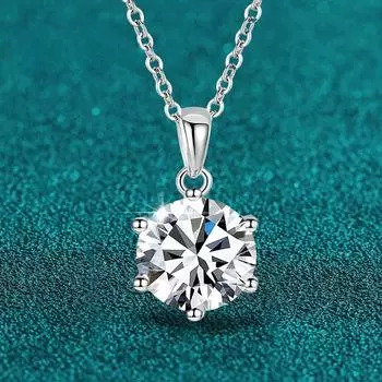 Ожерелье NeeTim с муассанитом 4 карата 10 мм для женщин из стерлингового серебра 925 пробы с лабораторным бриллиантом и позолоченной подвеской для свадебной вечеринки 0.5ct 5mm Moissanite