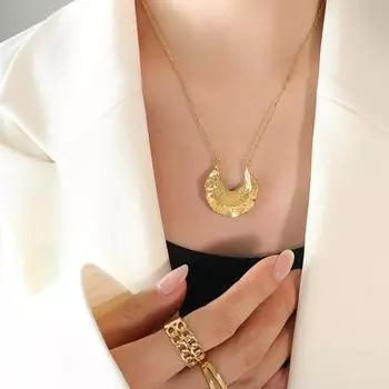 Ожерелье необычной формы с нерегулярным узором в виде молотка, персонализированная пряжка для ушей нейтрального ветра, комплект ювелирных изделий из титановой стали с покрытием из настоящего золота 18 карат