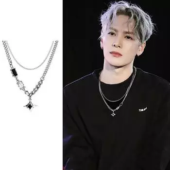 Ожерелье New Tide Cool Black Zircon Stars для мужчин, индивидуальность, простота, креатив, ключичная цепочка, модный подарок серебряный