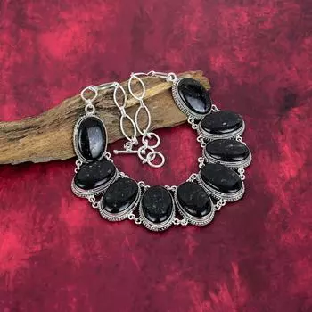 Ожерелье Nummite, ювелирные изделия из цельного серебра 925 пробы с драгоценными камнями, ожерелье ручной работы, на День благодарения Adjustable with 18 inches чёрный