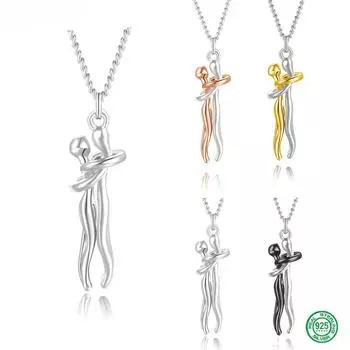 Ожерелье-объятие из стерлингового серебра 925 пробы, креативная парная подвеска, стильная цепочка на ключицу с объятиями