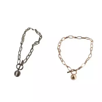 Ожерелье OT Circle Женское металлическое ожерелье с подвеской в виде шара Толстая цепочка Браслет Хип-хоп Ключица Аксессуары One Size золотой