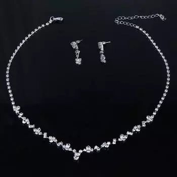 Ожерелье Ожерелье Серьги Комплект Серьги Комплект Ювелирных Изделий Свадебные Аксессуары Свадебные Украшения Свадебный Комплект серебряный