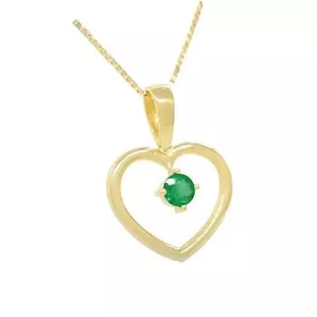 Ожерелье-пасьянс с натуральным колумбийским изумрудом и камнем мая, подарочный кулон