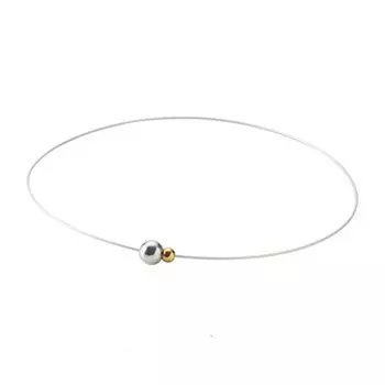 Ожерелье phiten RAKUWA Wire EXTREME Mirror Ball Twin 45 см Phiten Advanced Technology Silver/Gold [Жесткие плечи] [Жесткая шея] [Использует Metax]