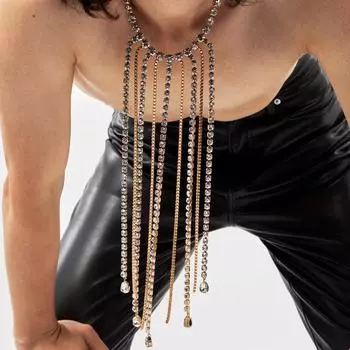 Ожерелье «Пламя» Дизайн с маленькой каплей Продвинутая простая цепочка с бриллиантами Европейская и американская поп-музыка Adopy золотистый