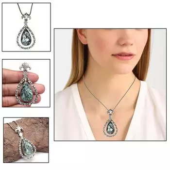 Ожерелье Подарочный Серафинит Драгоценный Камень Ювелирные Изделия Ручной Работы 18 Натуральный