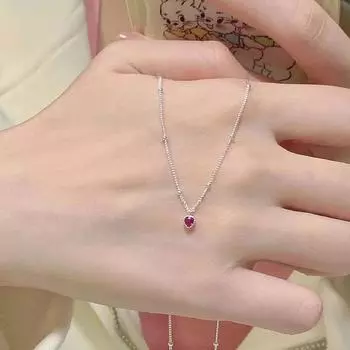 Ожерелье Подвеска Для Женщин Ювелирные Изделия Любви Ожерелье Маленький Мини Красный Сердечко Кулон Простой Ошейник В Форме Сердца OneSize