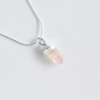 Ожерелье-подвеска из розового кварца с башней-карандашом из стерлингового серебра 925 пробы