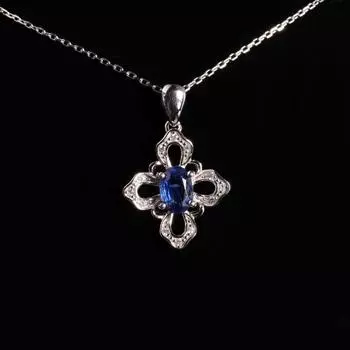 Ожерелье-подвеска из стерлингового серебра 925 пробы с цепочкой длиной 45 см, натуральным кианитом, синими драгоценными камнями, изысканные украшения для женщин, в шкатулке для драгоценностей M синий
