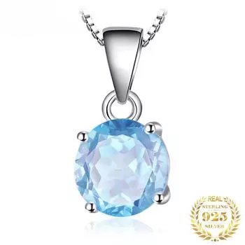 Ожерелье-подвеска из стерлингового серебра 925 пробы с натуральным синим топазом 2,4 карата для женщин, свадебные украшения без цепочки