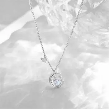 Ожерелье-подвеска из стерлингового серебра 925 пробы со звездой и луной для женщин и девочек, вечерние ювелирные изделия 2022, колье-воротник Dz147