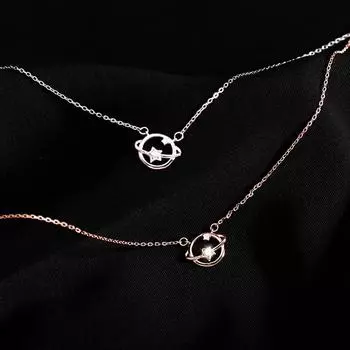 Ожерелье-подвеска из стерлингового серебра 925 пробы со звездой и планетой, цепочка на ключицу для женщин и девочек, ювелирные изделия, колье Dz212