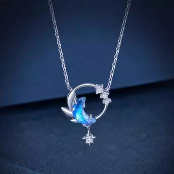 Ожерелье-подвеска из стерлингового серебра 925 пробы с луной и звездой для женщин и девочек, цепочка на ключицу, вечерние свадебные украшения, колье, Bijoux Dz650