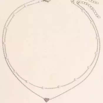 Ожерелье-подвеска Любовь из искусственного жемчуга, цепочка на ключицу, женское винтажное многослойное ожерелье серебряный