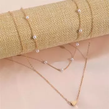 Ожерелье-подвеска Любовь из искусственного жемчуга, универсальная цепочка для ключиц, женское винтажное многослойное ожерелье