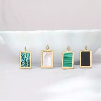 Ожерелье-подвеска, многоцелевое позолоченное прямоугольное геометрическое многоразовое декоративное украшение из нержавеющей стали, классическое морское ушко, сделай сам белый