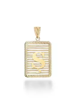 Ожерелье-подвеска с буквой из камня и сетки из 14-каратного золота с буквой