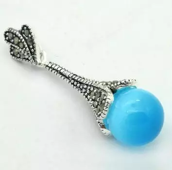 Ожерелье/подвеска с черным пресноводным жемчугом и белым серебром