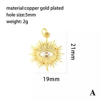 Ожерелье-подвеска с круглым ушком с медным покрытием и микроинкрустациями